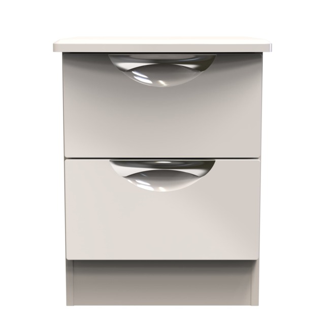 Holborn 2 Drawer Compact Bedside Cabinet in Kashmir Gloss & Kashmir (Ready Assembled) Cream Kashmir Gloss & Kashmir