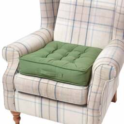 "Homescapes Forest Green Cotton Armchair Booster Cushion Green Forest Green 50cm x 50cm x 10cm (20"" x 20"" x 4"")"