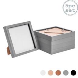 "Nicola Spring 8 x 8"" Photo Frames - Grey - 3D Photo Frame Picture Frame Box Portrait Display Case (22.5 x 22.5cm) Set of 5"