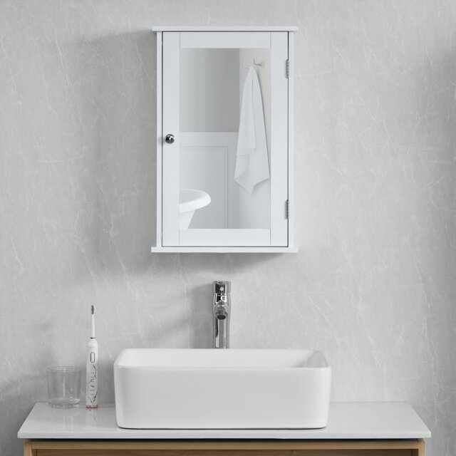 Bath Vida Priano 1 Door Mirrored Wall Mounted Bathroom Cabinet, White White 1