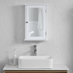 Bath Vida Priano 1 Door Mirrored Wall Mounted Bathroom Cabinet, White White 1