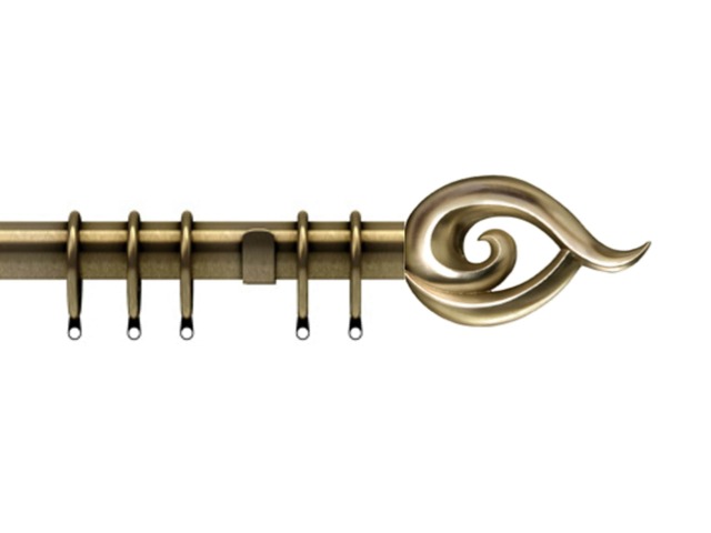 25-28mm Flame End Antique Brass Metal Curtain Pole Set 200 - 380cm Bronze Bronze
