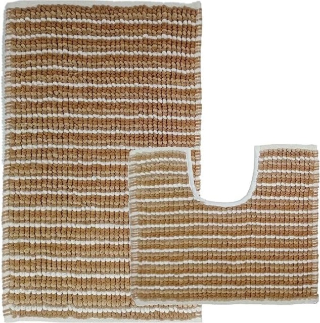 Amalfi 2 Piece Bath Mat Set in Natural Cream Natural