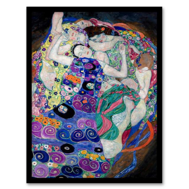 Gustav Klimt Framed Wall Art The Virgin Maiden Colourful Painting Home Décor
