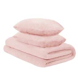 OHS Coverless Soft Teddy Fleece 10.5 Tog Duvet And Pillowcase Bedding Set, Single - Blush Pink