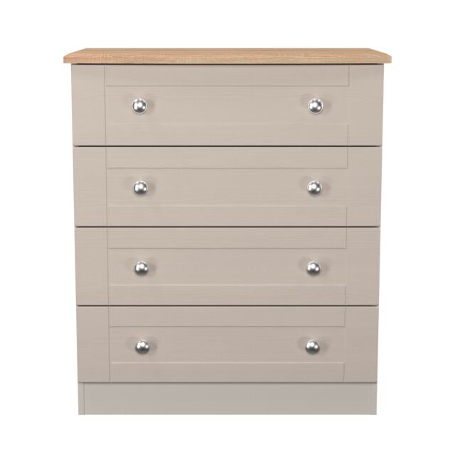 Cumbria 4 Drawer Chest of Drawers in Kashmir Ash & Bardolino Oak (Ready Assembled) Cream Kashmir Ash & Bardolino Oak