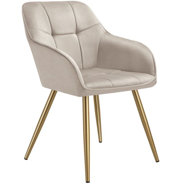 Chair Marilyn - quilted velvet look, continuous backrest, golden steel legs Grey taupe/gold One Size 1