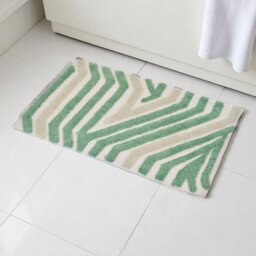 Showerdrape Barbican 100% Cotton Green & Grey Anti-Slip Bath Mat 800 x 500mm Green 1