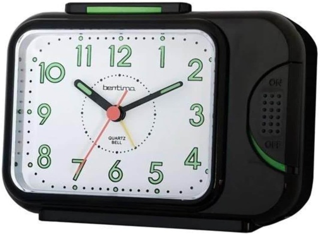 Acctim Sonnet Analogue Alarm Clock Non Ticking Sweep Luminous Hands Bell Alarm Black Black