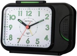 Acctim Sonnet Analogue Alarm Clock Non Ticking Sweep Luminous Hands Bell Alarm Black Black