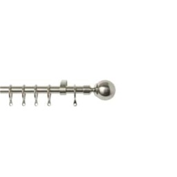 16 - 19mm Satin Silver Ball Metal Curtain Pole Set 170 - 300cm Silver Silver