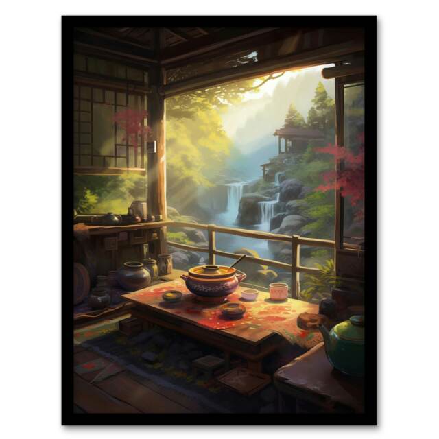 View Tea House Patio Traditional Ceremony Black Framed Wall Art Print A4