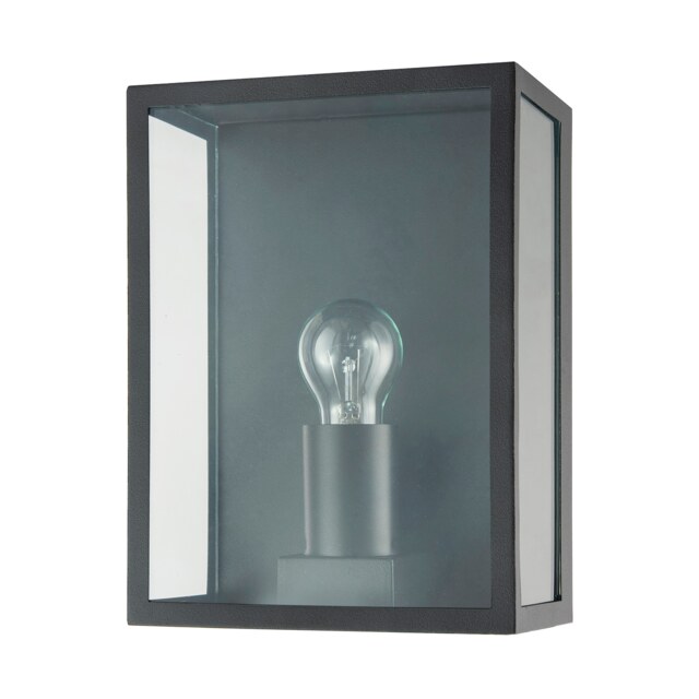 Modern Exterior Flush Wall Light Lantern in Matte Black with Clear Glass Panels Black Black 1