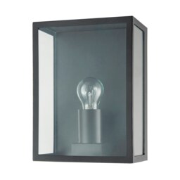 Modern Exterior Flush Wall Light Lantern in Matte Black with Clear Glass Panels Black Black 1