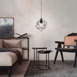 EGLO Straiton Black Steel Modern Geometric Pendant Light Black