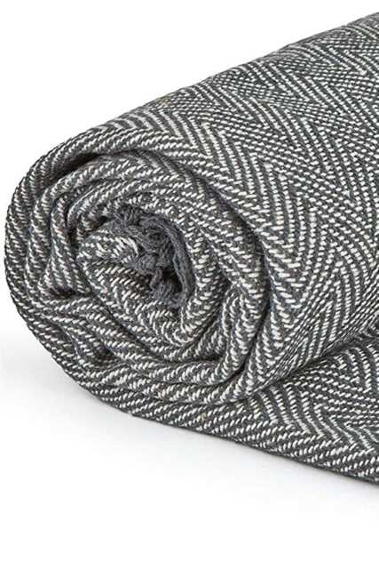 "Herringbone Throw 90 X 100"" - Silver"