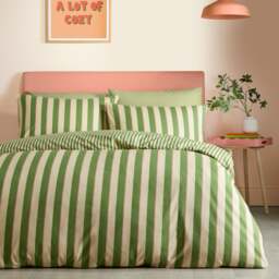 Fusion Bold Stripe Duvet Cover Set Green