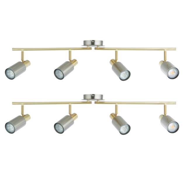 Set of 2 Collin - Satin Nickel & Gold Detail 4 Way Ceiling Spotlights