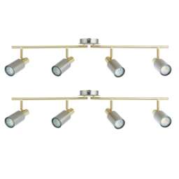 Set of 2 Collin - Satin Nickel & Gold Detail 4 Way Ceiling Spotlights