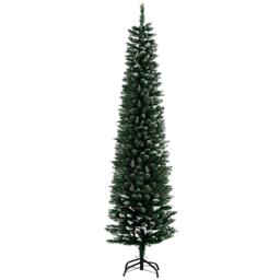 HOMCOM 6FT Artificial Snow Dipped Christmas Tree mas Pencil Tree Holiday Home Indoor Decoration with Foldable Black Stand, Green