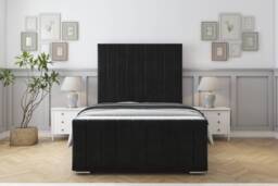 "Sloomy California Black Plush Bed Frame With 50"" Upholstered Headboard 5' King"
