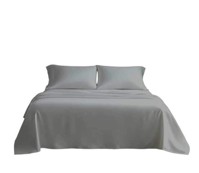 Microfibre Soft Touch Flat Sheet Plain Dyed Bed Linen Silver Silver King