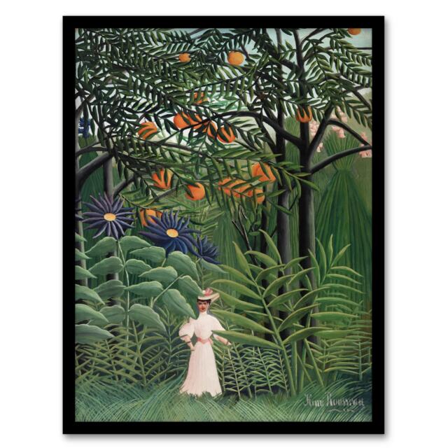 "Woman Walking in an Exotic Forest Rousseau Framed Wall Art Print 12X16"""