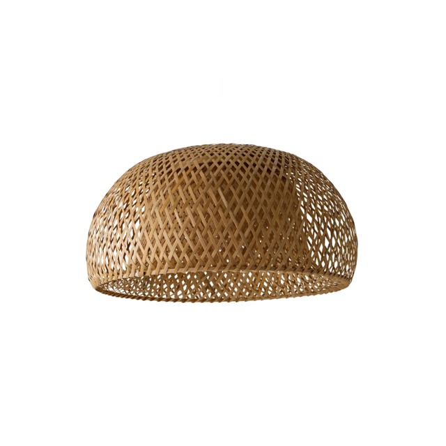 ValueLights Perugia Natural Bamboo Dome Ceiling Shade and Bulb