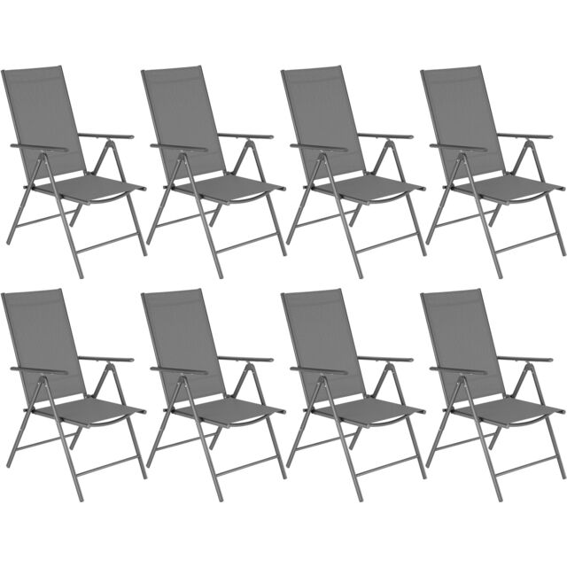 Folding garden chairs with adjustable backrests, mesh fabric Grey anthracite One Size 8
