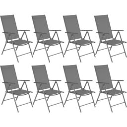 Folding garden chairs with adjustable backrests, mesh fabric Grey anthracite One Size 8