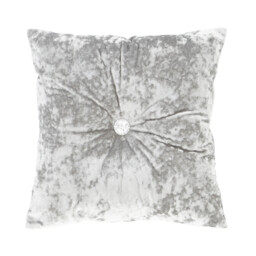 Catherine Lansfield Crushed Velvet Diamante Cushion Silver Silver Grey 45x45cm