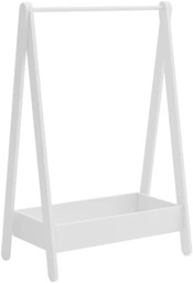 Kids Wooden Hanging Dress Up Clothes Rail Rack Display Stand Extra Storage Shelf White White