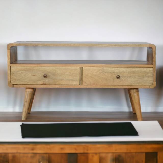 Artisan Furniture Solid Wood Curved Oak-ish Media Unit