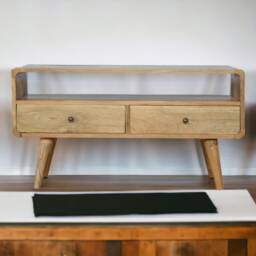 Artisan Furniture Solid Wood Curved Oak-ish Media Unit
