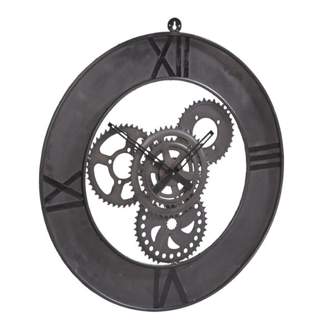 Cassia Large Industrial Style Clock Factory Metal Black One Size