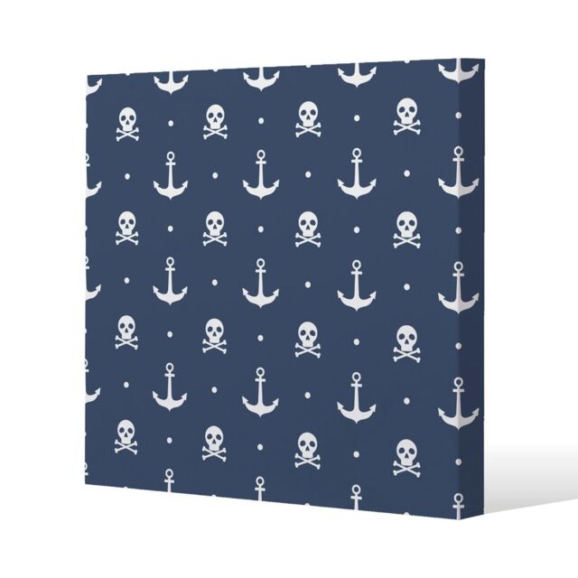 Anchor with Skull & Bones (Canvas Print) Cream