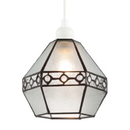 Industrial Style Pendant Light Shade with Frosted Glass and Clear Gems Clear Transparent 1