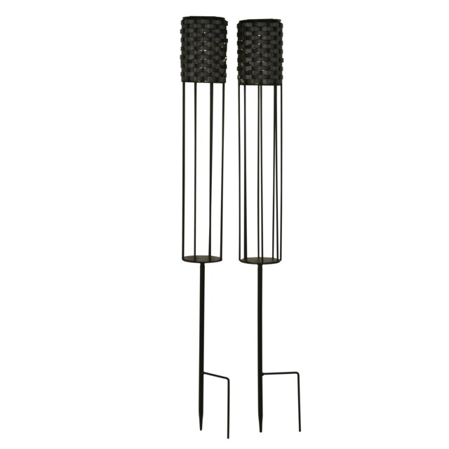 RATTAN SOLAR STAKE LIGHT - SET OF 2