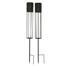 RATTAN SOLAR STAKE LIGHT - SET OF 2