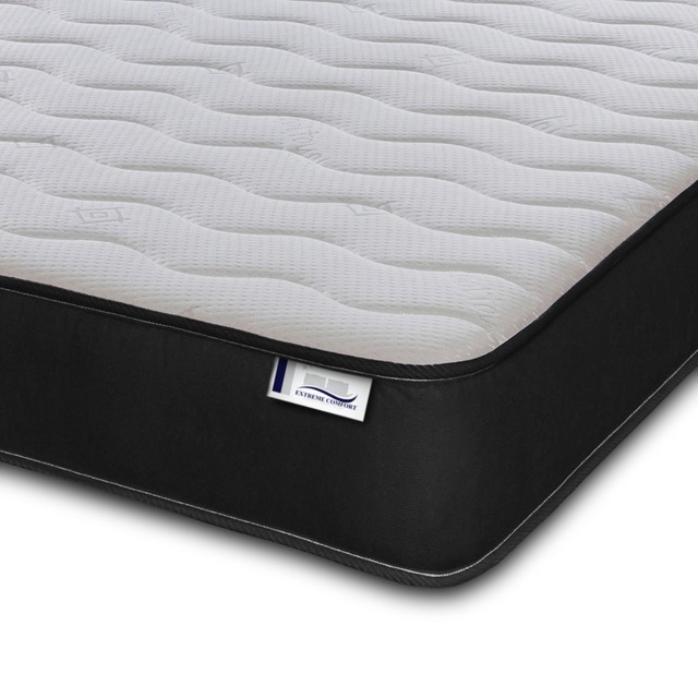 Hybrid Memory Foam Spring Mattress 7 Inch Quilted - Springs Support with Memory Foam Comfort Layer and Breathable Soft CoolTouch Top Cover Black European Single