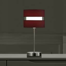 Table Lamp with Layer Fabric Light Shade in Wine Red