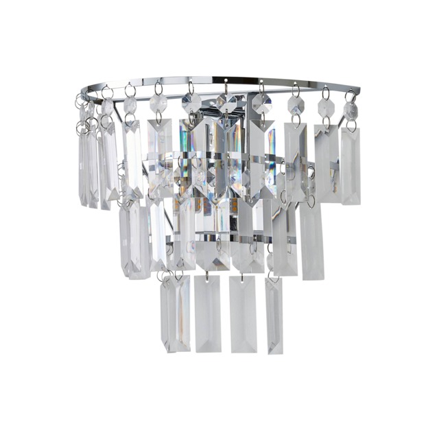ValueLights Pair Kelsks Clear Acrylic Droplet Wall Light & Bulb Silver