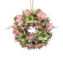 Hanging Door Wreath Round Spring Easter Christmas Wall Decor Traditional Festive Multi Pink & Green Twigs 25cm 1