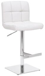 Allegro Signature Real Leather Adjustable Swivel Bar Stool with Square Base & Chrome Frame White