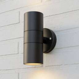 CGC LEON Black Stainless Steel GU10 Up and Down Outdoor Wall Light IP44 Black Black Height: 16.5 cm, Diameter: 8.5 cm, Width: 9 cm