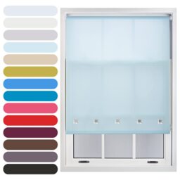 FURNISHED Roller Blinds Daylight Square Eyelet Light Filtering Easy Fit Trimmable Window Shade Blue Duck Egg Blue