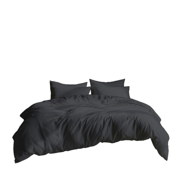 Plain Dyed Easy Care Polycotton Duvet Cover And Pillowcase/s Set Bed Linen Grey Grey Single