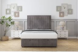 "Sloomy Pemberton Slate Naples Ottoman Bed Base With 26"" Strutted Headboard 3' Single Grey Slate Single 1"