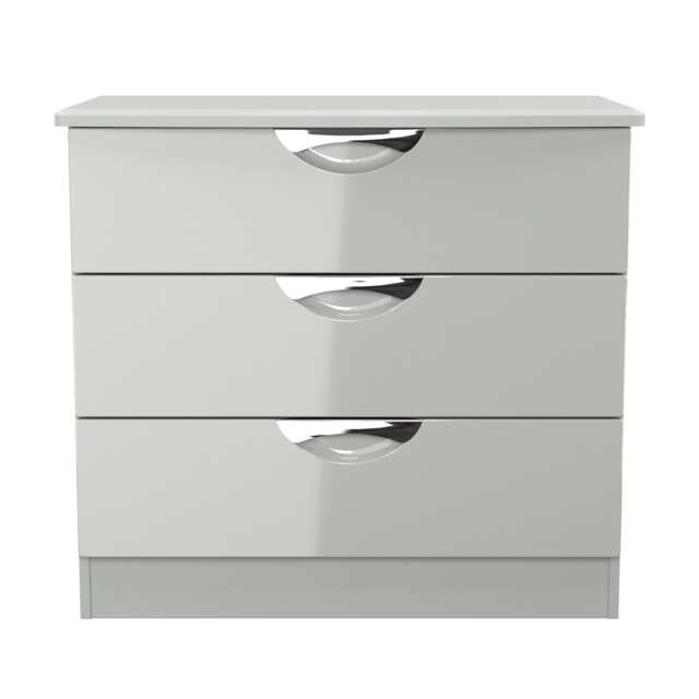 Holborn 3 Drawer Chest of Drawers in Grey Gloss & Dusk Grey (Ready Assembled) Grey Grey Gloss & Dusk Grey