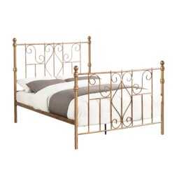 Belgravia Victorian Style Distressed Antique Brass Effect Metal Bed Frame Bronze Antique Brass Double